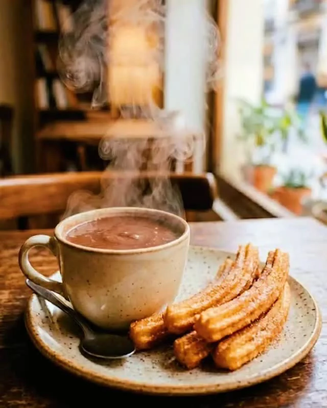 Churros con chocolate caliente en Almudí by Iracema