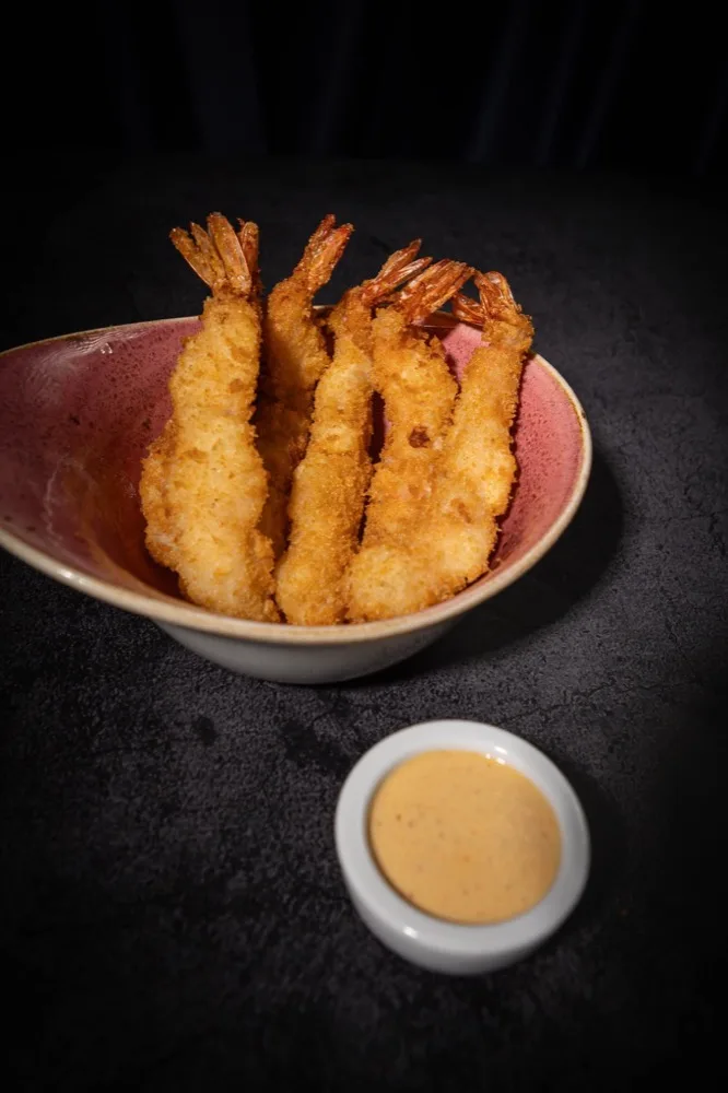Tempura de langostinos con salsa en Asoko Onda