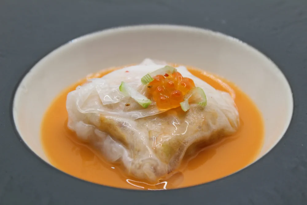Ravioli transparente de nécora del Restaurante El Cid, Onda