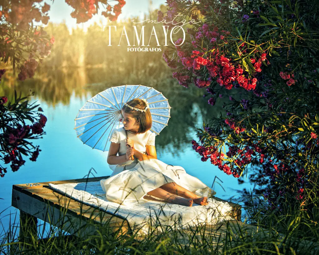Reportaje de comunión de niña junto al lago, Tamayoimatge
